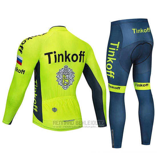 2020 Fahrradbekleidung Tinkoff Gelb Trikot Langarm und Tragerhose